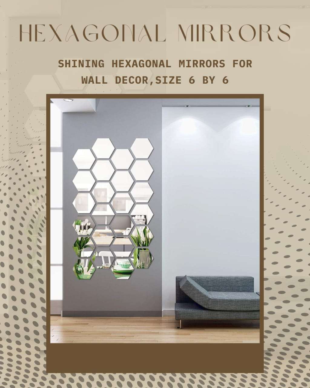 Shining Hexagonal Mirrors for Wall Decor