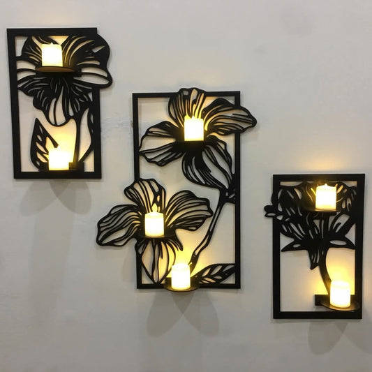 Floral Frames 3 Pcs with 7 Led Candles