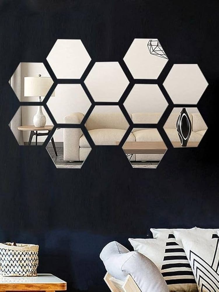 Shining Hexagonal Mirrors for Wall Decor