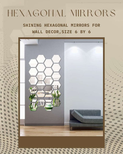 Shining Hexagonal Mirrors for Wall Decor