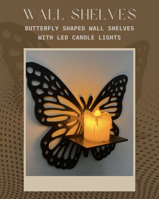 Butterfly Wall Shelves with LED Candles