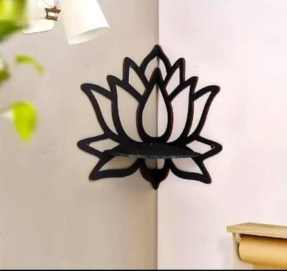 Corner Shelf with Candle in Lotus Design
