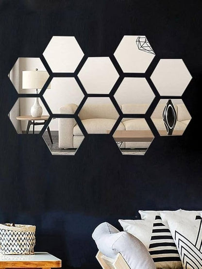 Shining Hexagonal Mirrors for Wall Decor